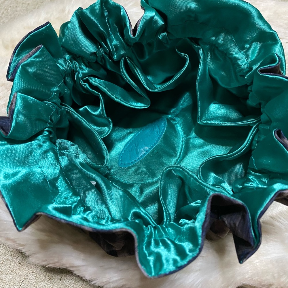 Teal Satin Drawstring Pouch - Picture 6 of 9